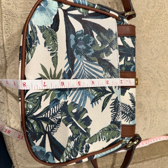 Tropical Leaf Print Brown Crossbody Bag - Picture 5 of 5